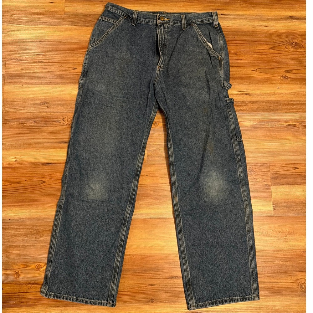 Carhartt B13 DPB Loose Fit Carpenter Jeans Dark Denim Mens 34x30 Workwear Pants
